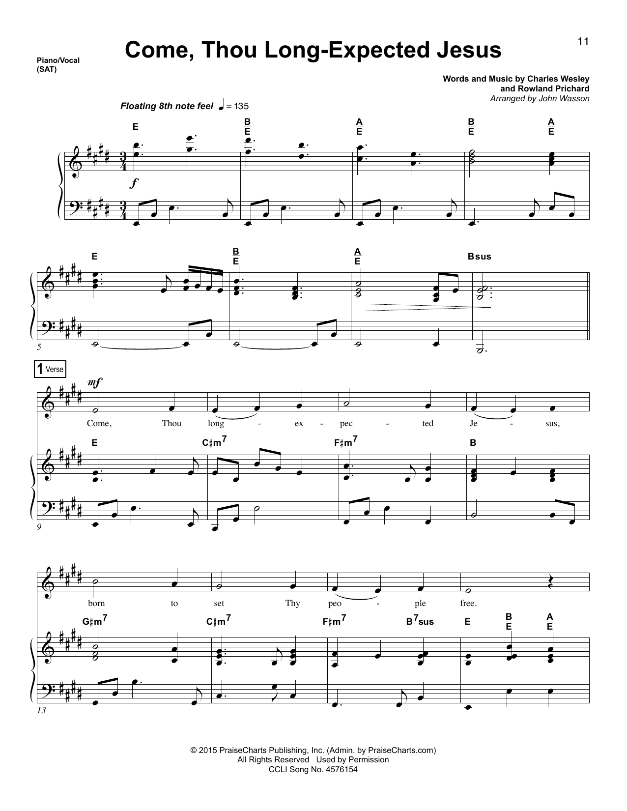 Rowland H. Prichard Come, Thou Long-Expected Jesus sheet music notes and chords. Download Printable PDF.