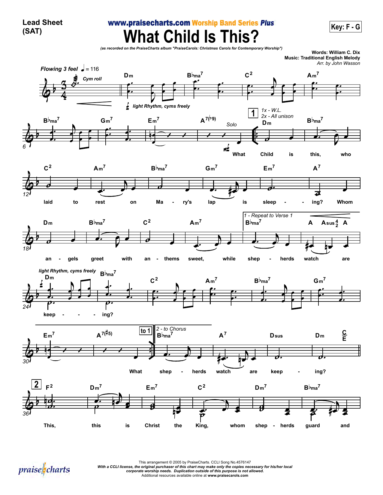 John Wasson What Child Is This sheet music notes and chords. Download Printable PDF.