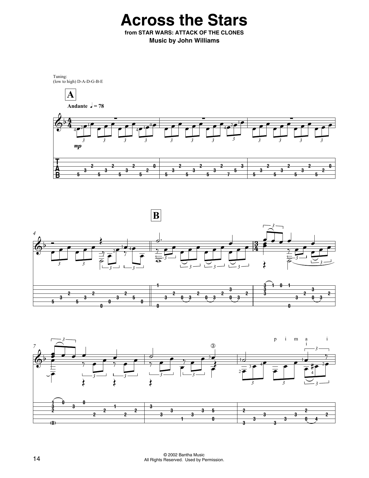 John Williams Across The Stars (from Star Wars: Attack Of The Clones) (arr. David Jaggs) sheet music notes and chords. Download Printable PDF.