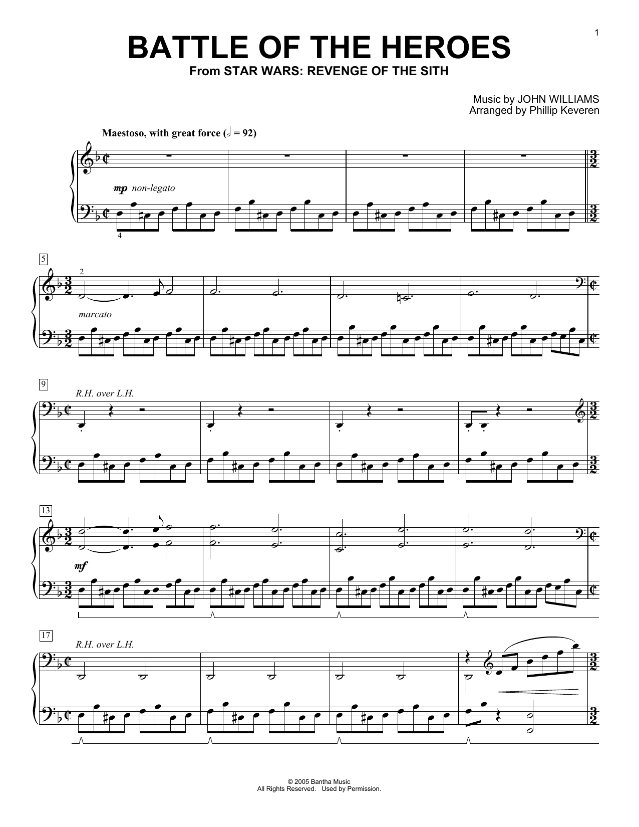 Learn to play John Williams Battle Of The Heroes (arr. Phillip Keveren) sheet music for Piano Solo in minutes. Price: 6.9900$ John Williams Battle Of The Heroes (arr. Phillip Keveren) sheet music notes and chords arranged for Piano Solo