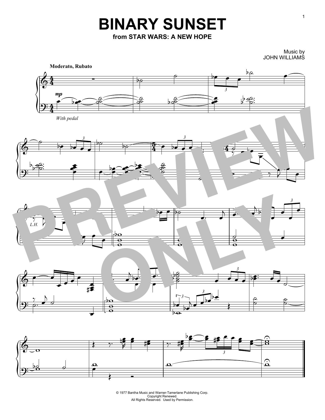 John Williams Binary Sunset (from Star Wars: A New Hope) sheet music notes and chords. Download Printable PDF.