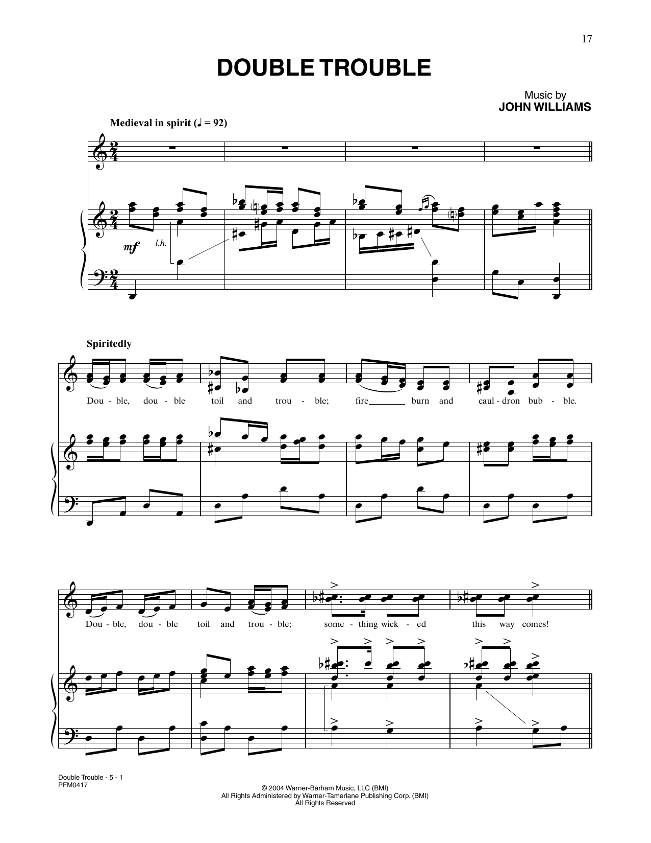 John Williams Double Trouble (from Harry Potter And The Prisoner Of Azkaban) sheet music notes and chords. Download Printable PDF.