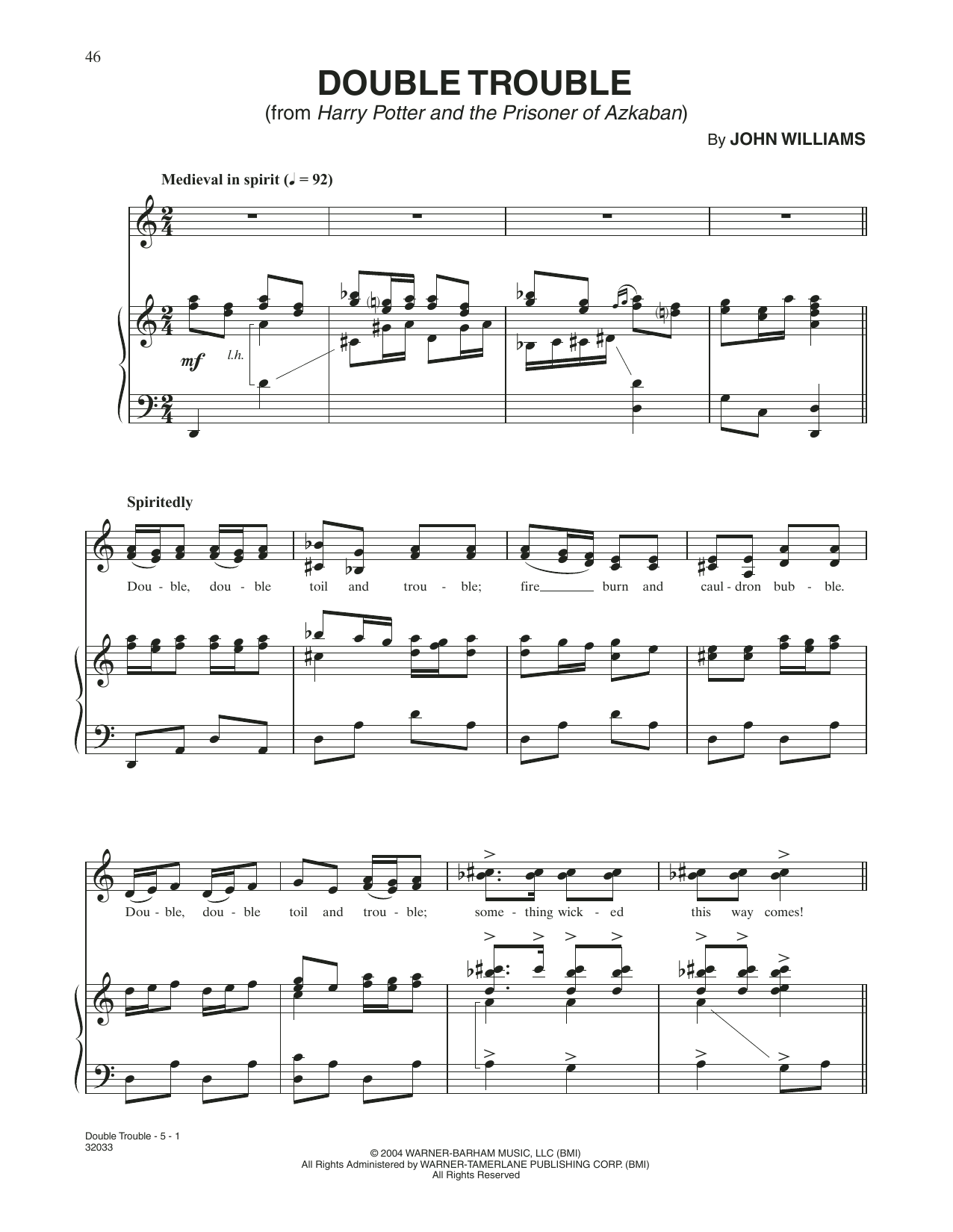 John Williams Double Trouble (from Harry Potter) sheet music notes and chords. Download Printable PDF.