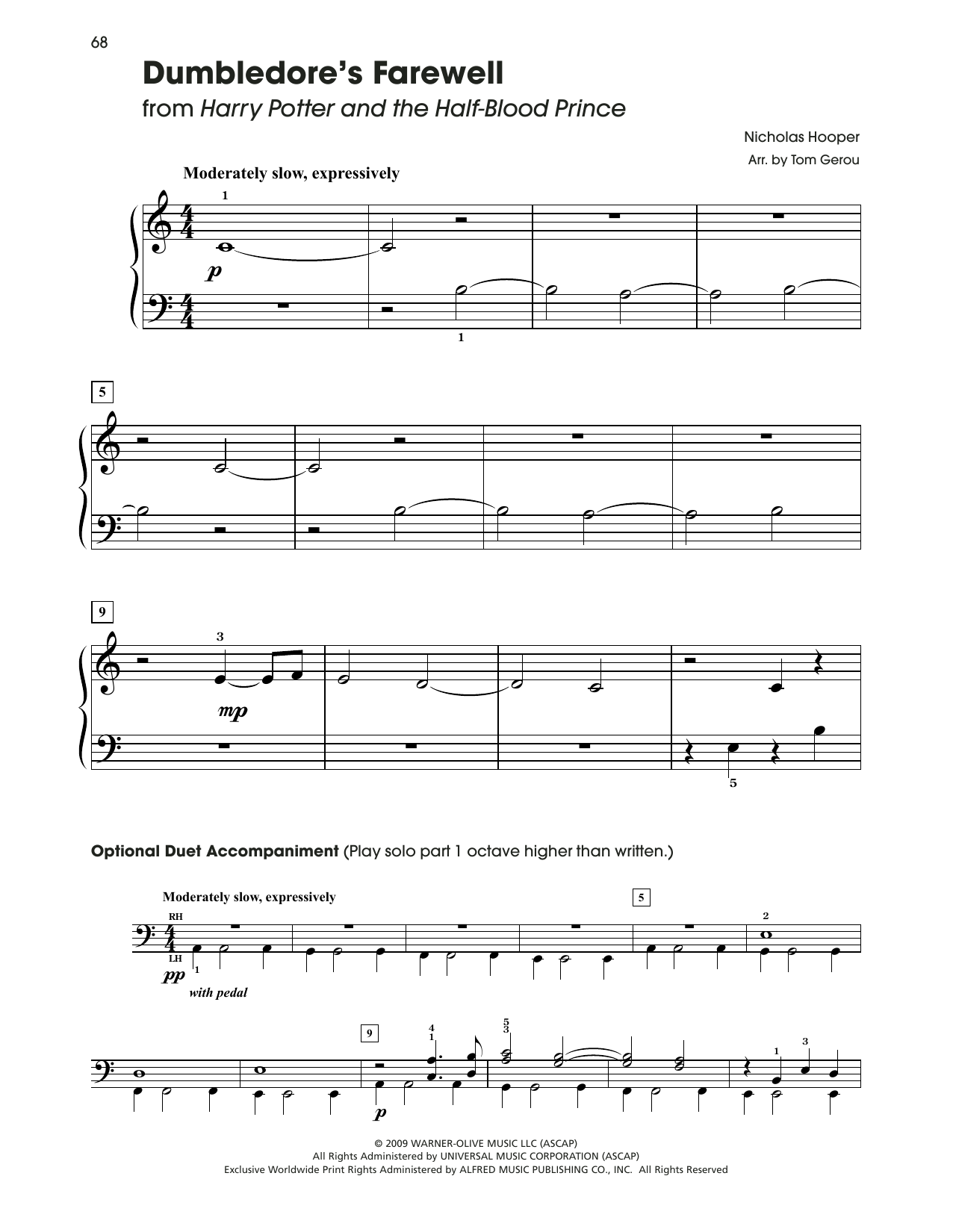 John Williams Dumbledore's Farewell (from Harry Potter) (arr. Tom Gerou) sheet music notes and chords. Download Printable PDF.