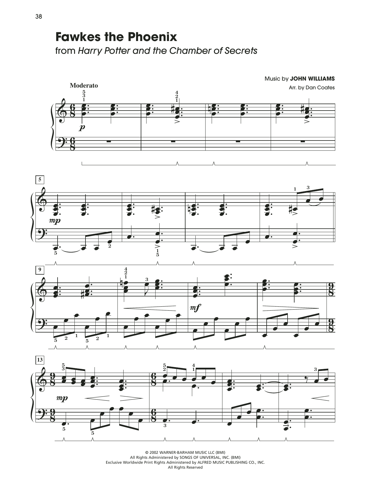 John Williams Fawkes The Phoenix (from Harry Potter) (arr. Dan Coates) sheet music notes and chords. Download Printable PDF.