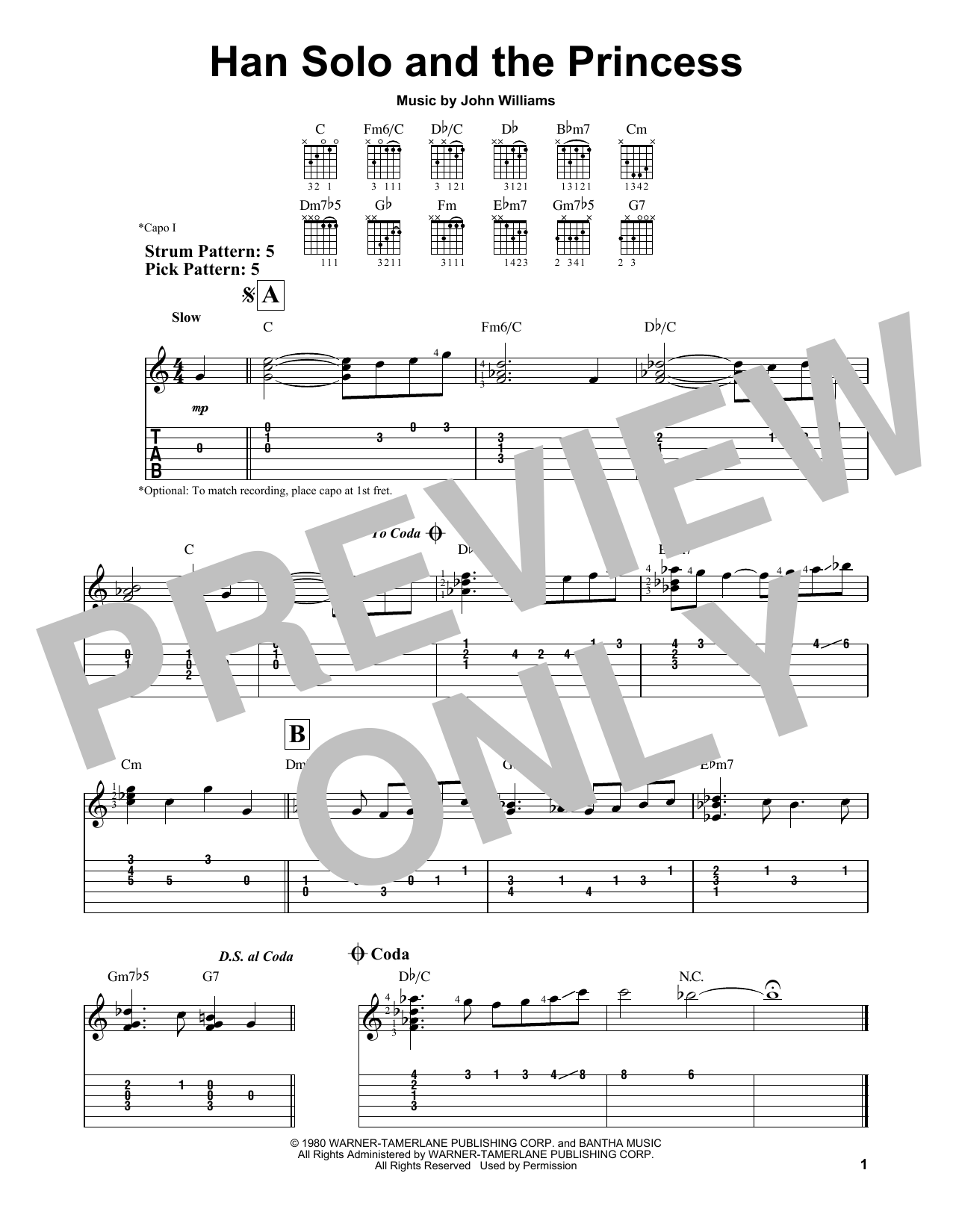 John Williams Han Solo And The Princess (from Star Wars: Episode V - The Empire Strikes Back) sheet music notes and chords. Download Printable PDF.