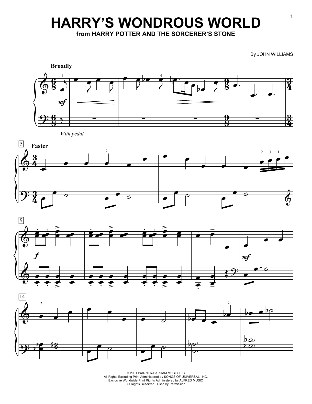 John Williams Harry's Wondrous World (from Harry Potter And The Sorcerer's Stone) sheet music notes and chords. Download Printable PDF.