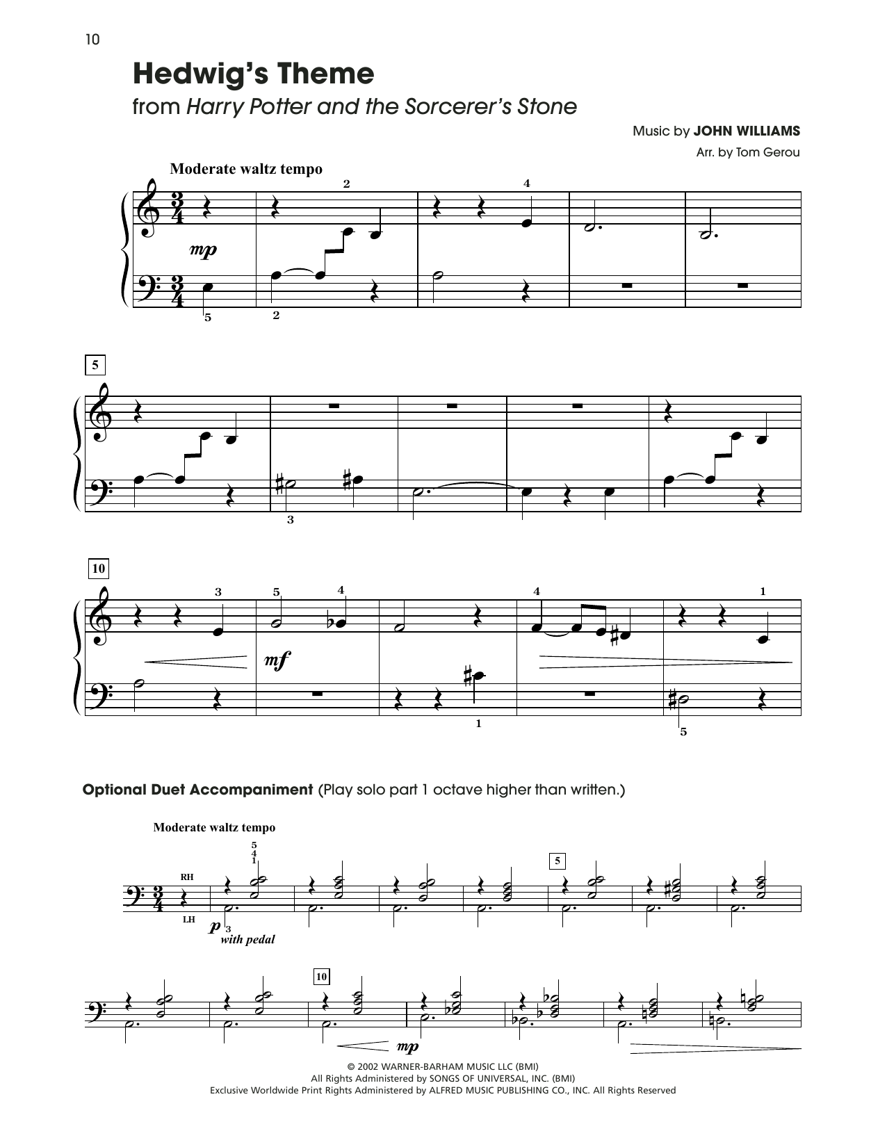 John Williams Hedwig's Theme (from Harry Potter) (arr. Tom Gerou) sheet music notes and chords. Download Printable PDF.