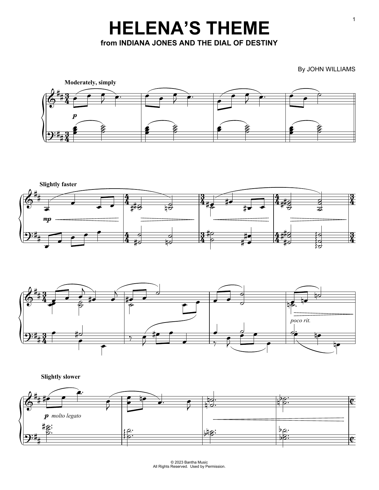 John Williams Helena's Theme (from Indiana Jones and the Dial of Destiny) sheet music notes and chords. Download Printable PDF.