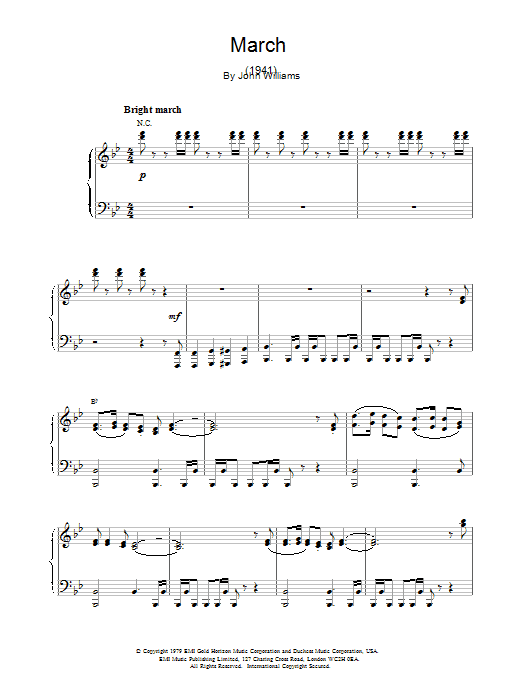 John Williams March (from 1941) sheet music notes and chords arranged for Piano Solo