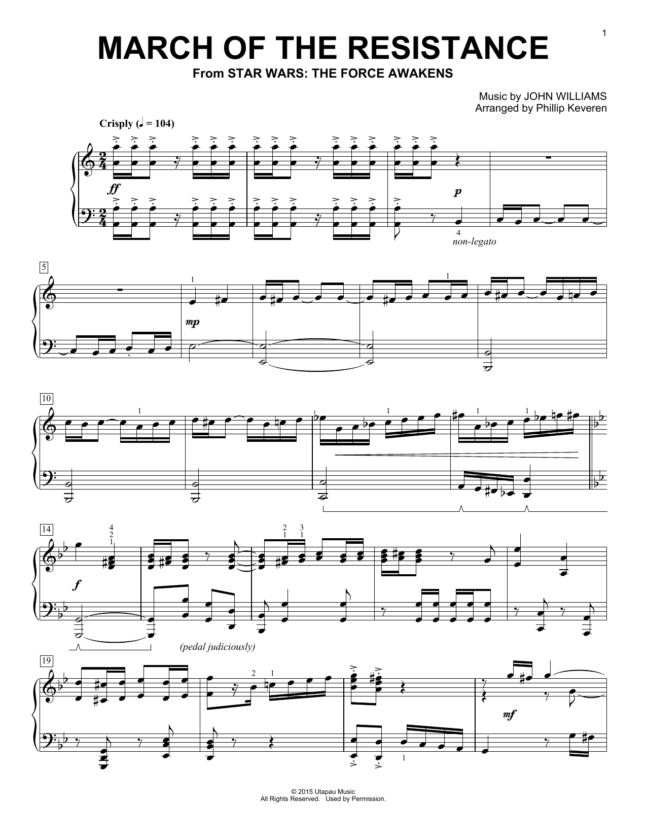 Phillip Keveren March Of The Resistance sheet music notes and chords arranged for Piano Solo