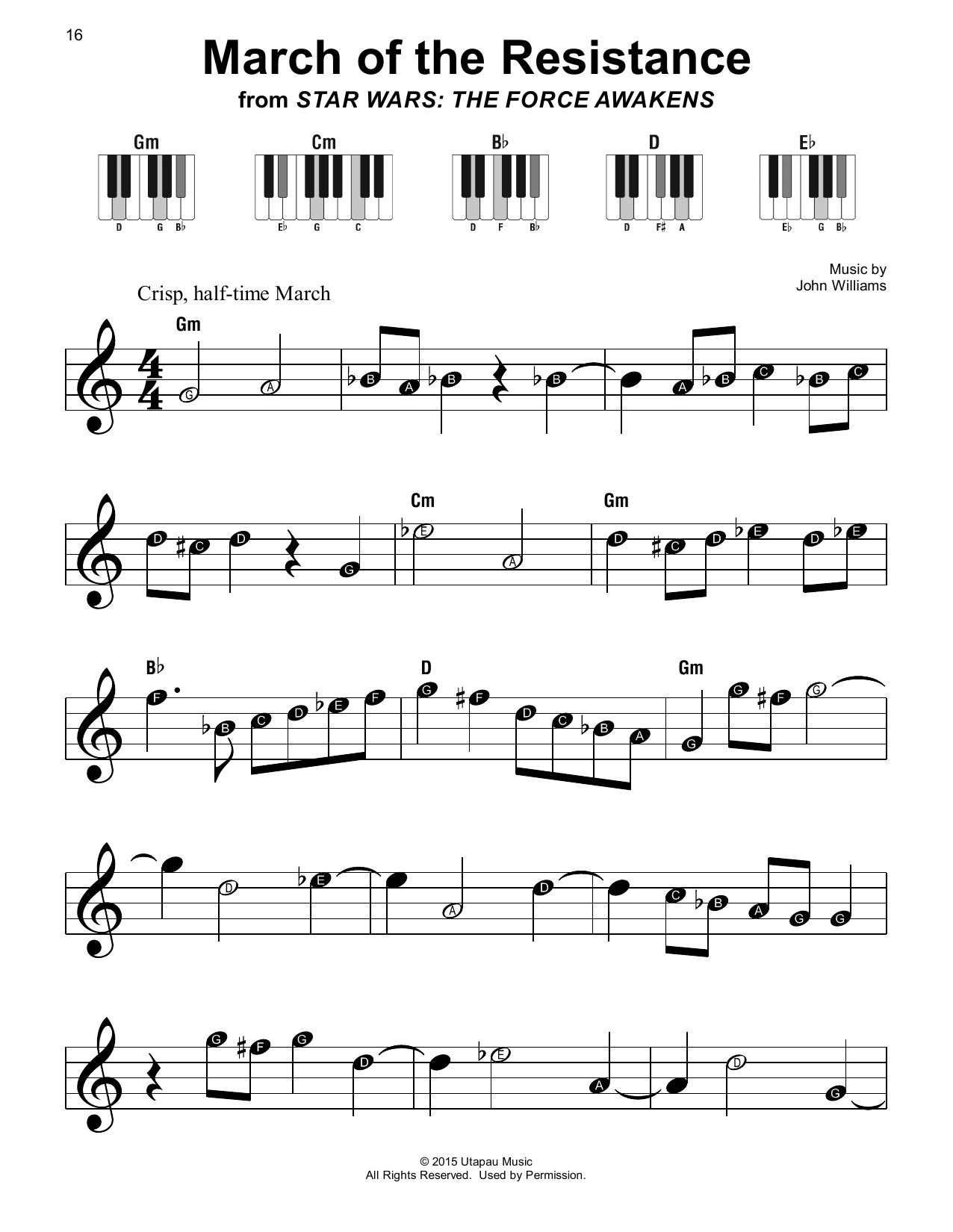 John Williams March Of The Resistance (from Star Wars: The Force Awakens) sheet music notes and chords. Download Printable PDF.