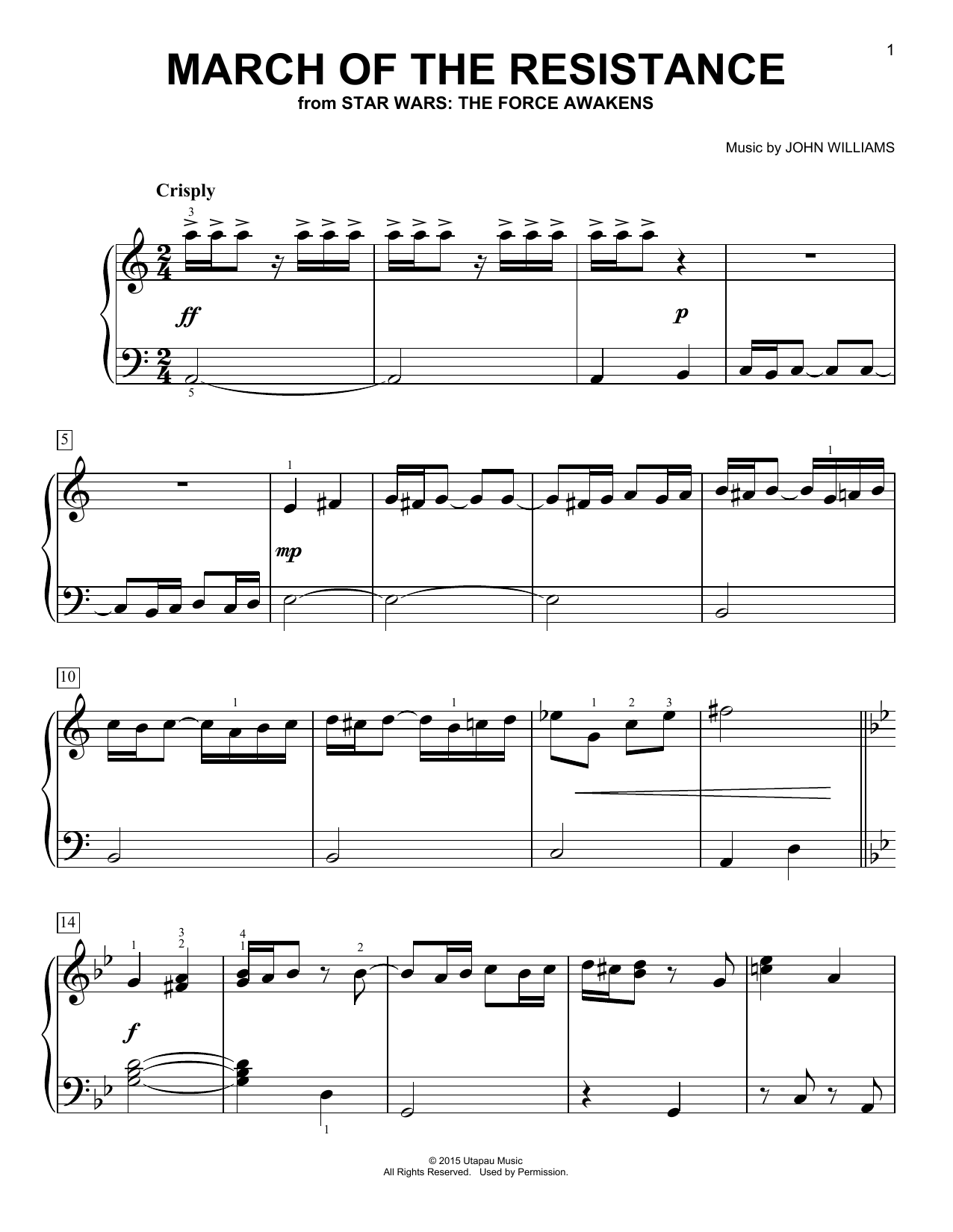 John Williams March Of The Resistance sheet music notes and chords. Download Printable PDF.