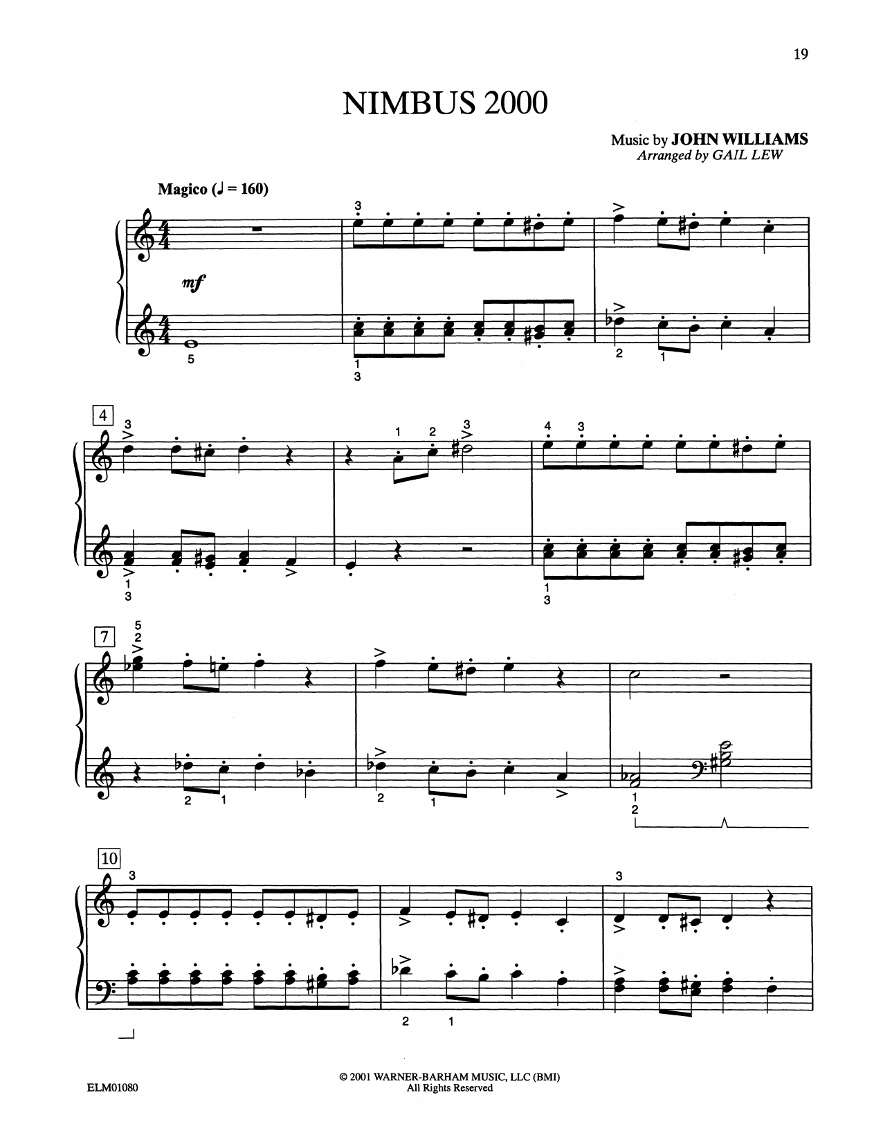 John Williams Nimbus 2000 (from Harry Potter) (arr. Gail Lew) sheet music notes and chords. Download Printable PDF.