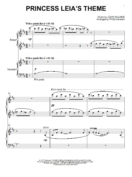 John Williams Princess Leia's Theme (Arr. Phillip Keveren) sheet music notes and chords arranged for Big Note Piano