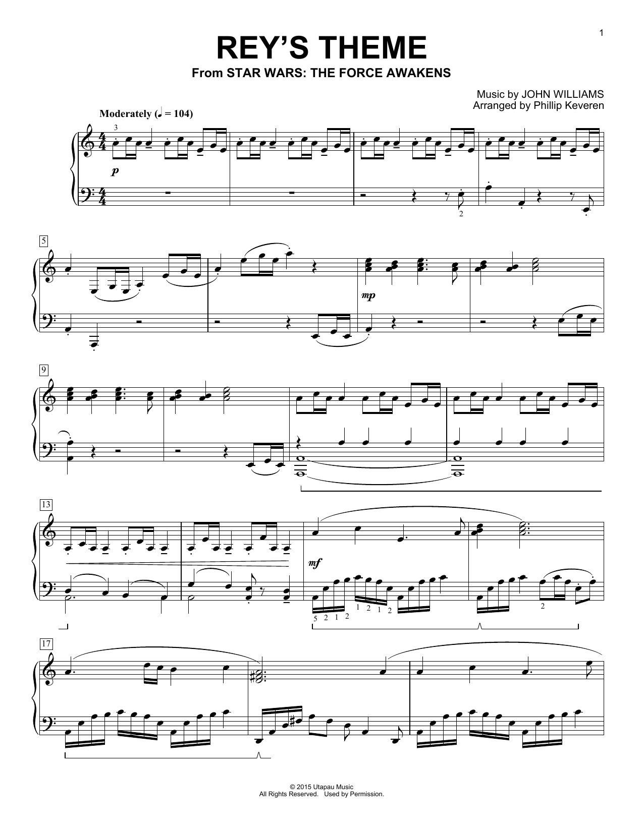 Phillip Keveren Rey's Theme sheet music notes and chords. Download Printable PDF.