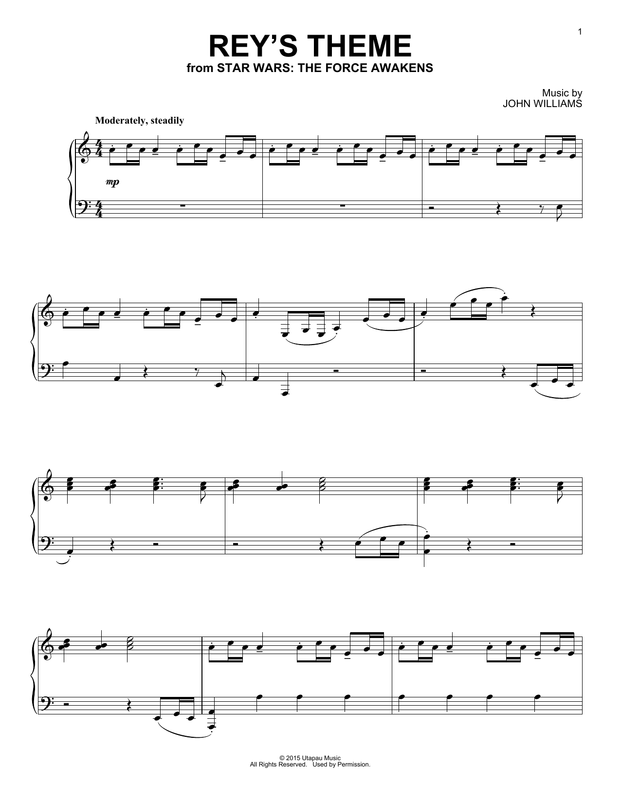 John Williams Rey's Theme sheet music notes and chords. Download Printable PDF.