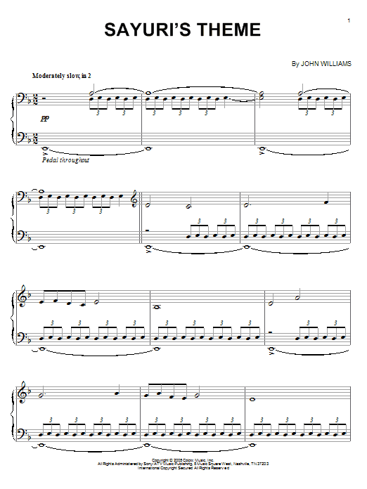 John Williams Sayuri's Theme sheet music notes and chords arranged for Piano Solo