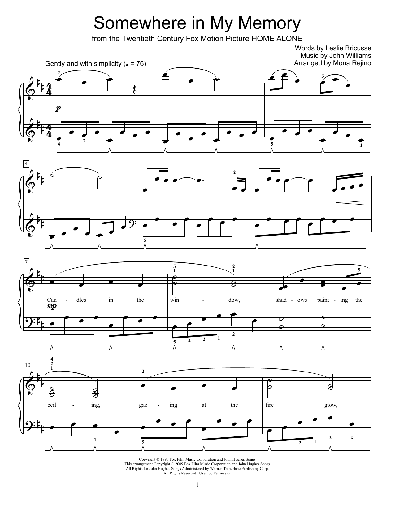 John Williams Somewhere In My Memory sheet music notes and chords. Download Printable PDF.