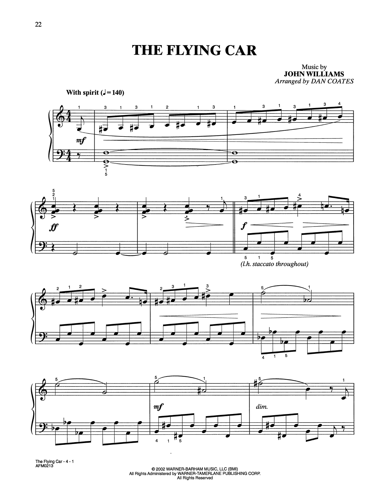 John Williams The Flying Car (from Harry Potter) (arr. Dan Coates) sheet music notes and chords. Download Printable PDF.