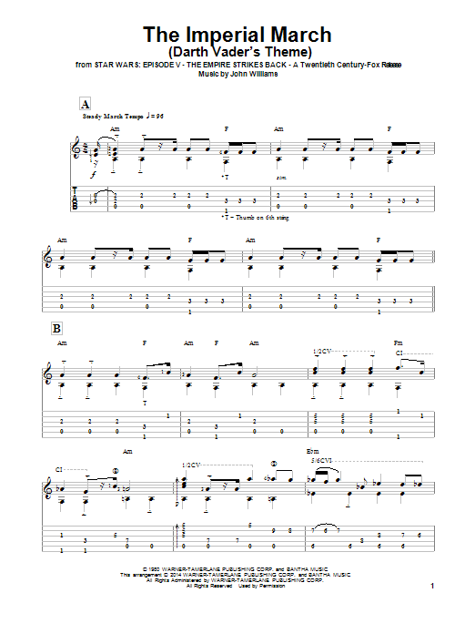 Ben Woolman The Imperial March (Darth Vader's Theme) sheet music notes and chords. Download Printable PDF.