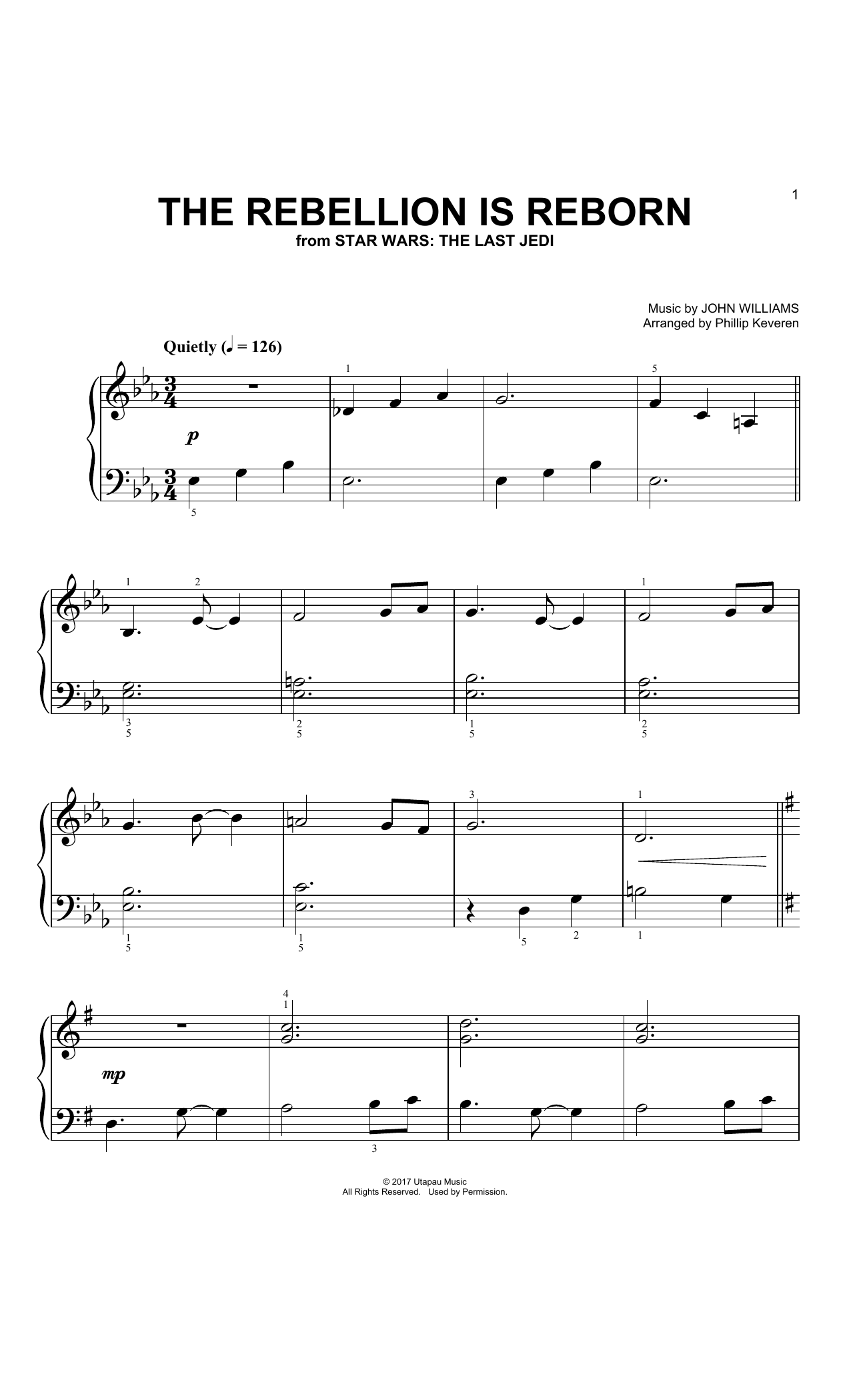 Learn to play John Williams The Rebellion Is Reborn (Arr. Phillip Keveren) sheet music for Big Note Piano in minutes. Price: 6.9900$ John Williams The Rebellion Is Reborn (Arr. Phillip Keveren) sheet music notes and chords arranged for Big Note Piano