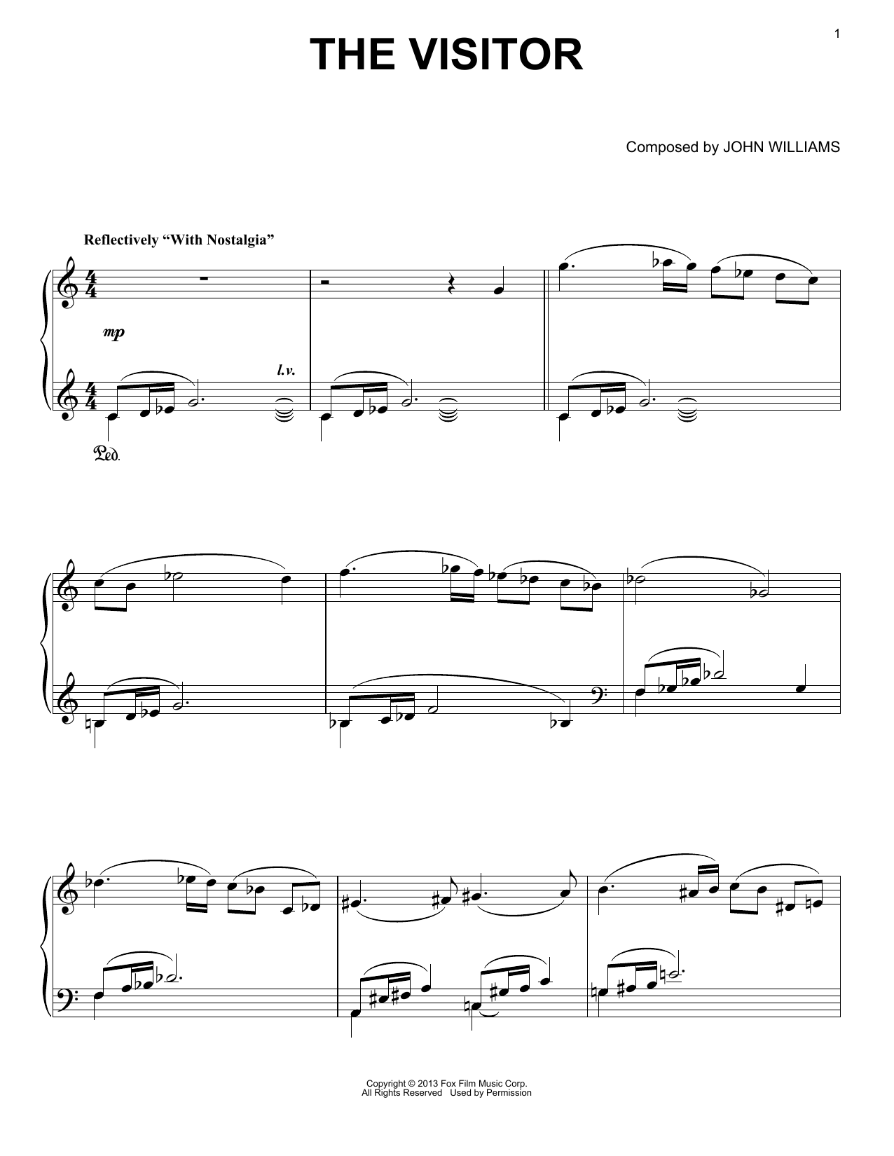 John Williams The Visitor sheet music notes and chords. Download Printable PDF.