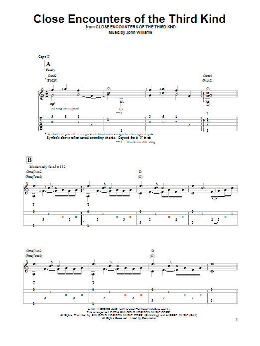 Ben Woolman Theme From Close Encounters Of The Third Kind sheet music notes and chords arranged for Solo Guitar