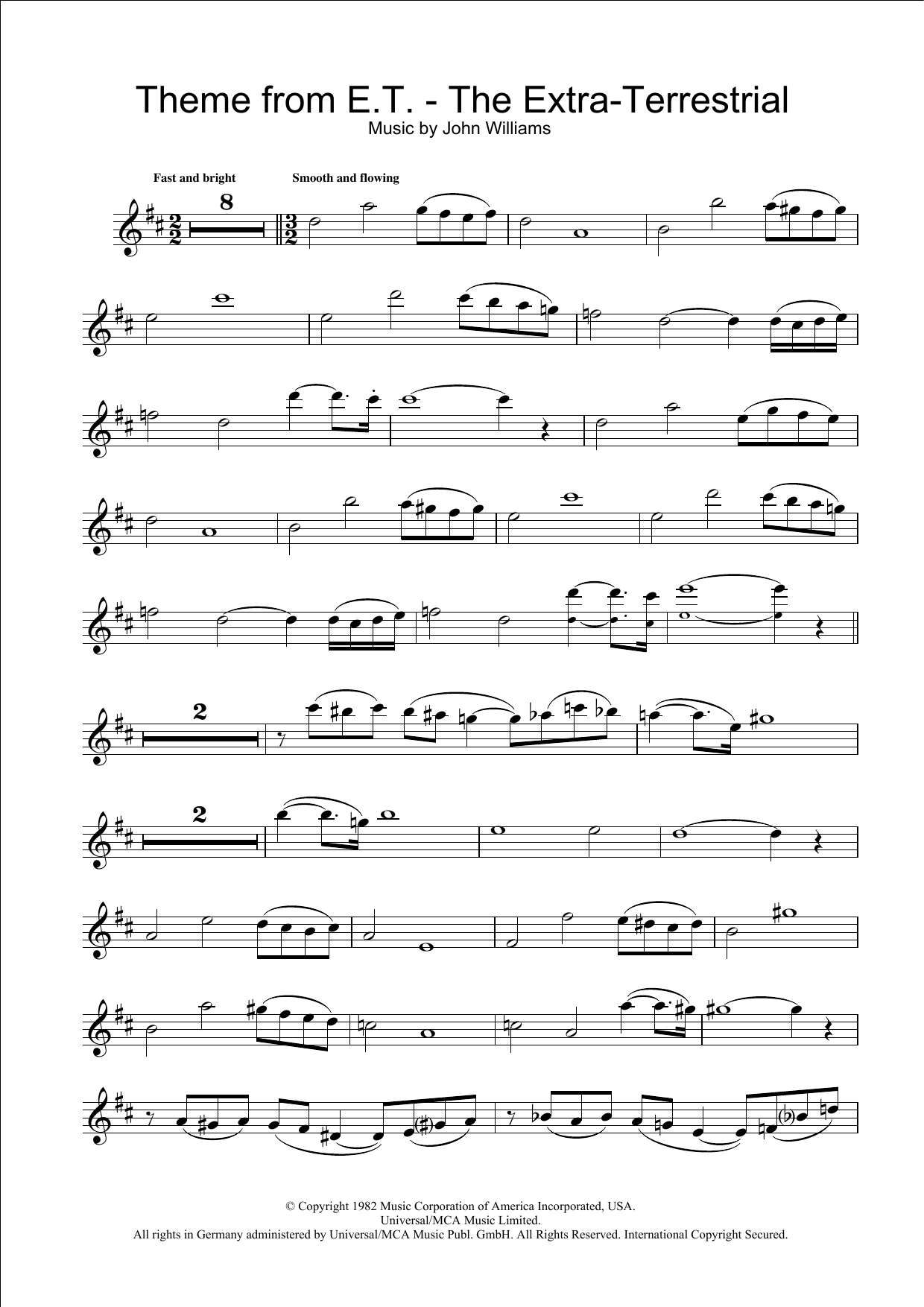 John Williams Theme from E.T. - The Extra-Terrestrial sheet music notes and chords. Download Printable PDF.