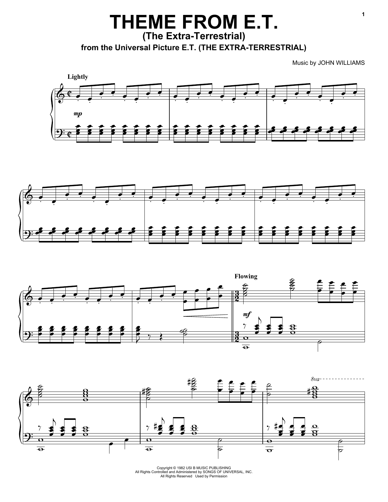 John Williams Theme From E.T. (The Extra-Terrestrial) sheet music notes and chords. Download Printable PDF.