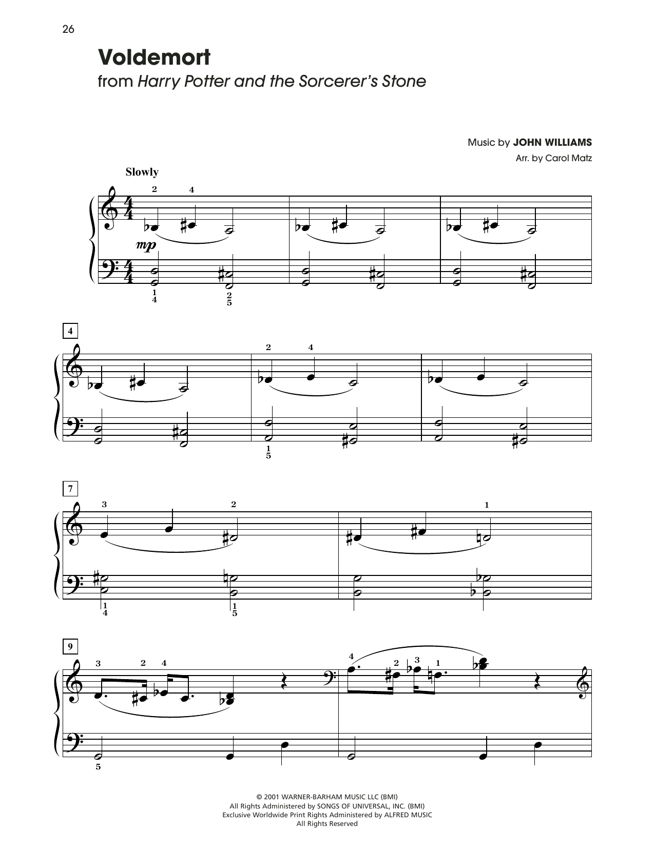 John Williams Voldemort (from Harry Potter) (arr. Carol Matz) sheet music notes and chords. Download Printable PDF.