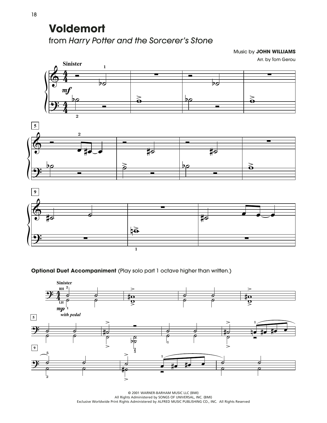 John Williams Voldemort (from Harry Potter) (arr. Tom Gerou) sheet music notes and chords. Download Printable PDF.