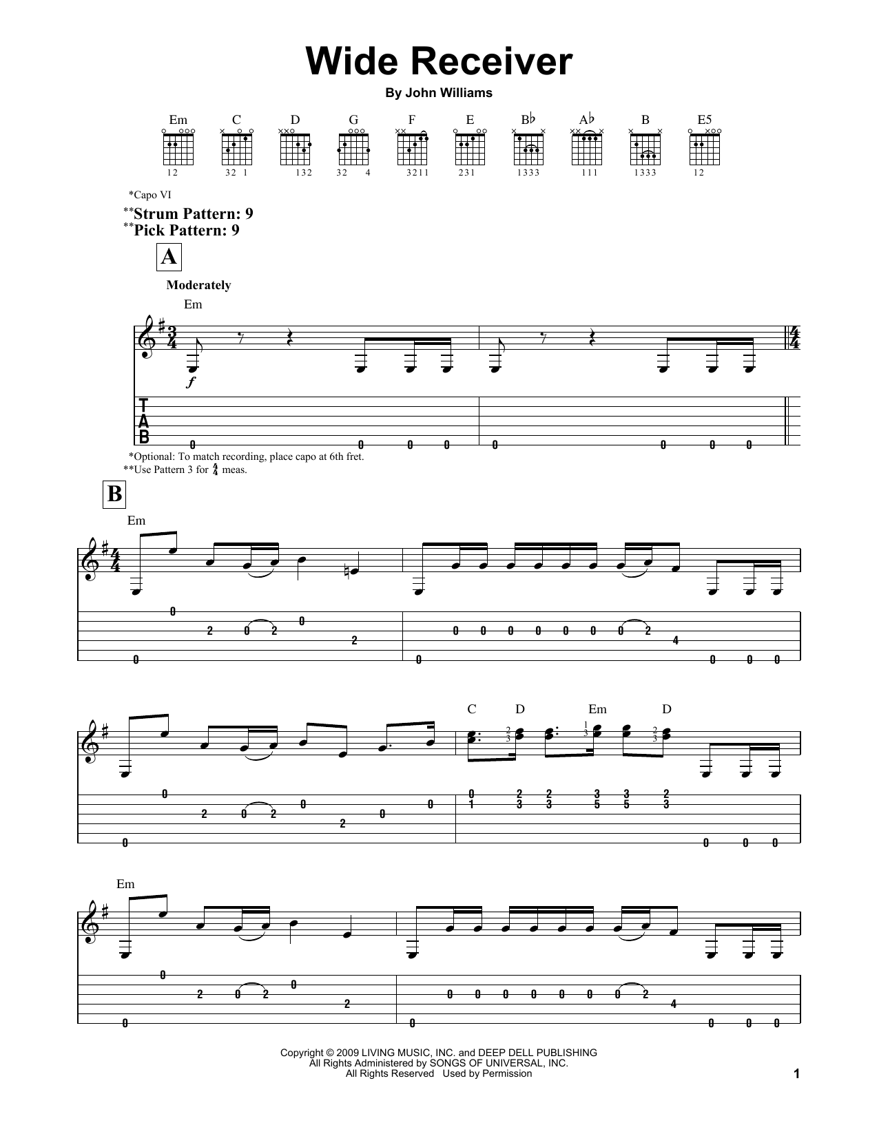 John Williams Wide Receiver sheet music notes and chords. Download Printable PDF.