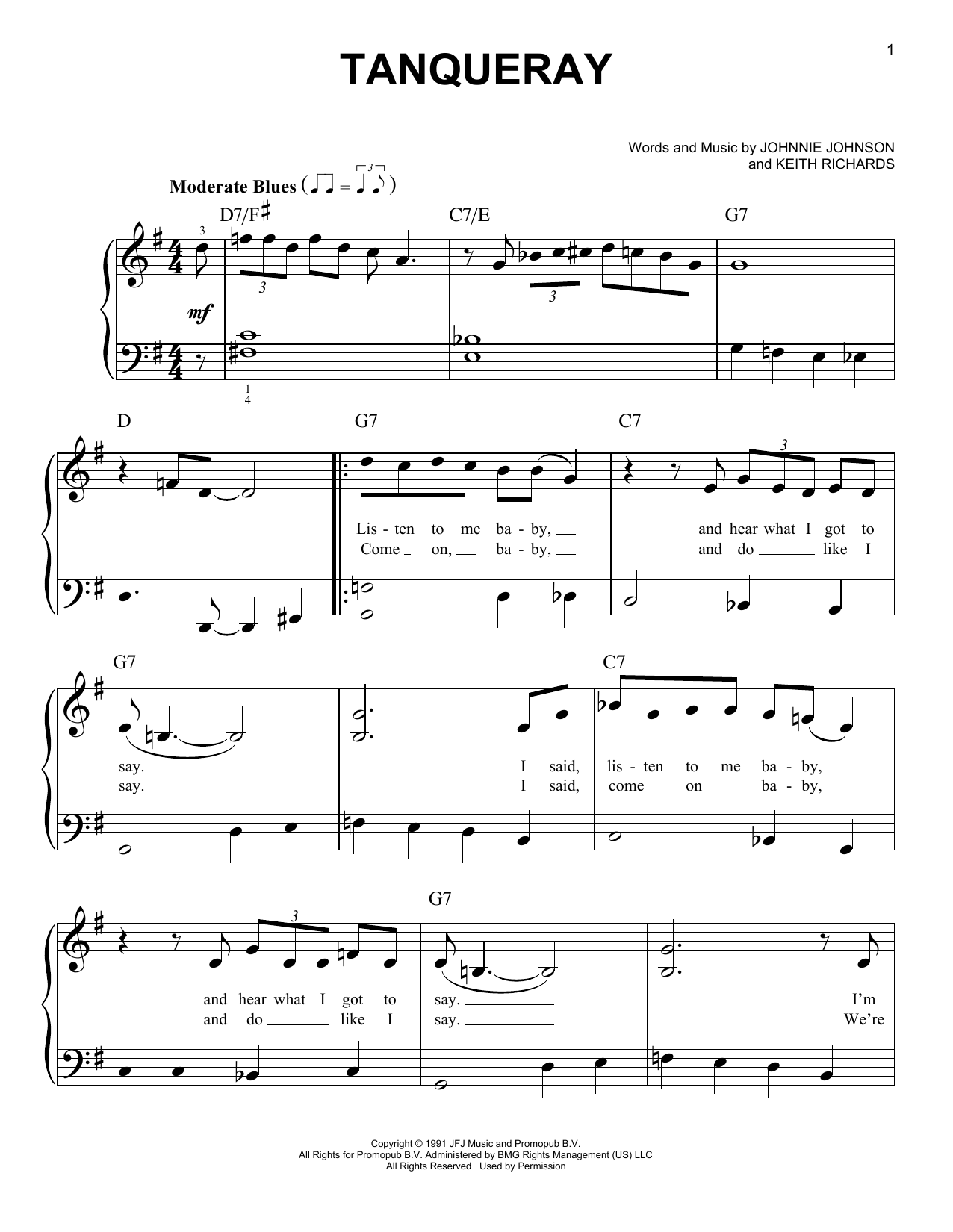 Johnnie Johnson Tanqueray sheet music notes and chords. Download Printable PDF.