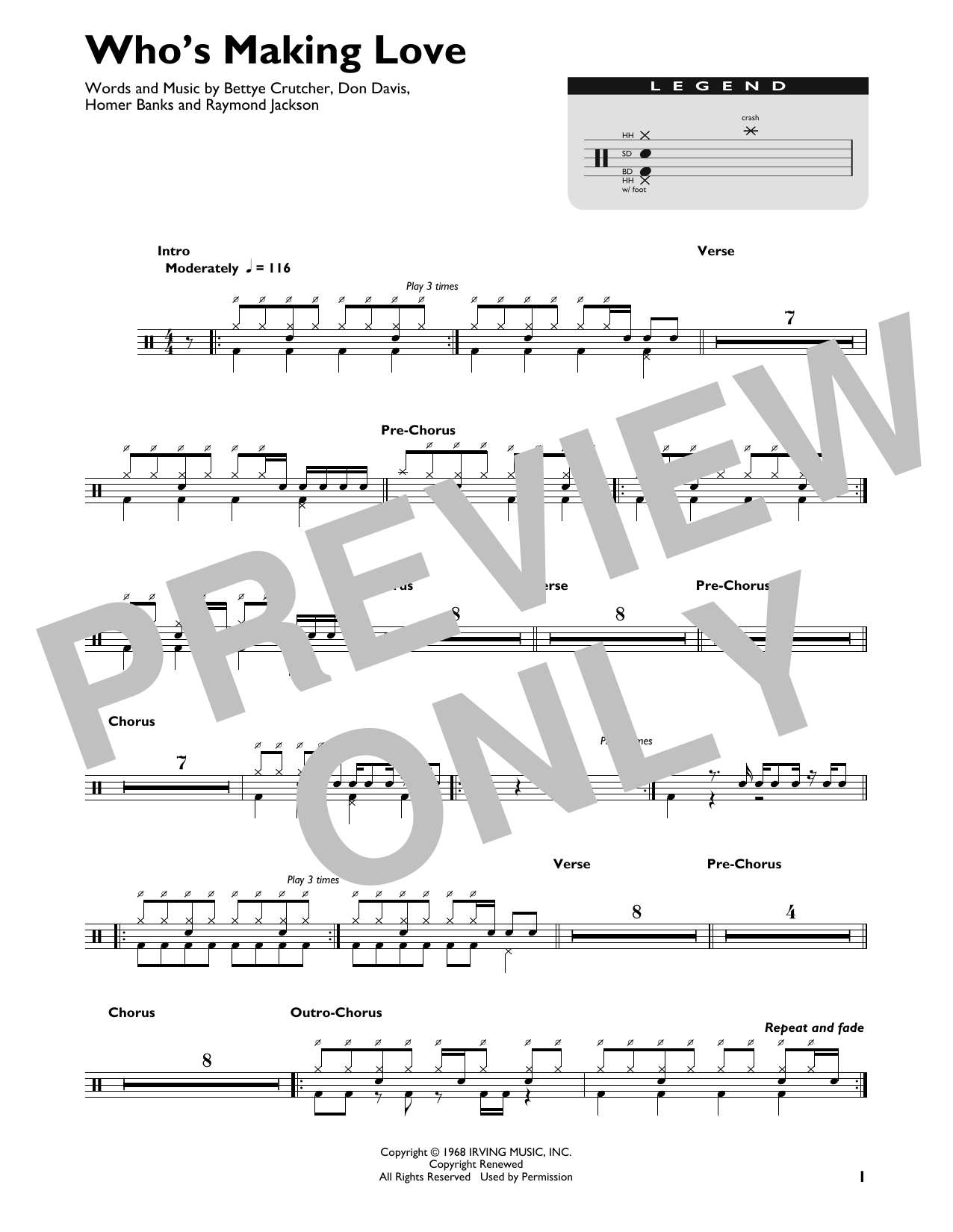 Johnnie Taylor Who's Making Love sheet music notes and chords. Download Printable PDF.