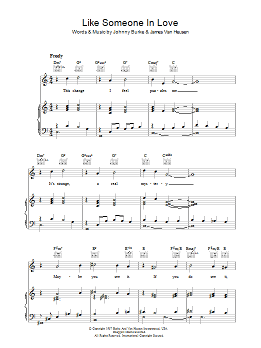 Learn to play Johnny Burke Like Someone In Love sheet music for Piano, Vocal & Guitar Chords in minutes. Price: 7.8900$ Johnny Burke Like Someone In Love sheet music notes and chords arranged for Piano, Vocal & Guitar Chords