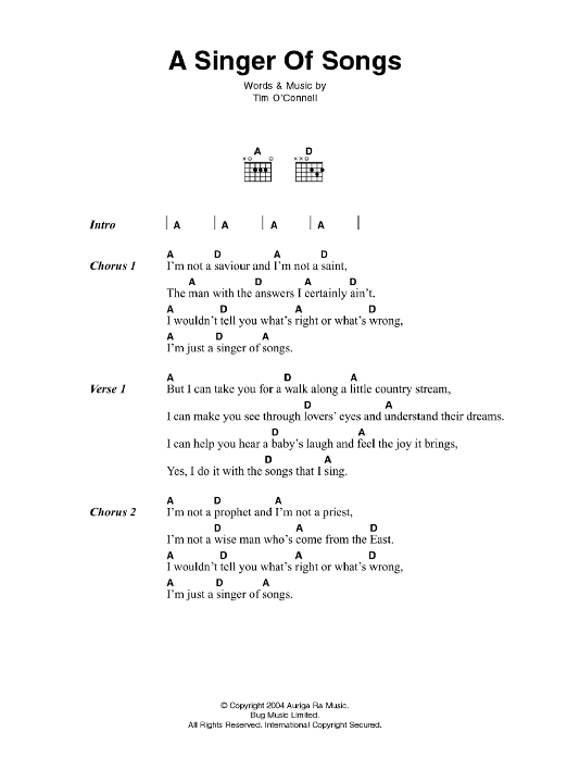 Johnny Cash A Singer Of Songs sheet music notes and chords. Download Printable PDF.