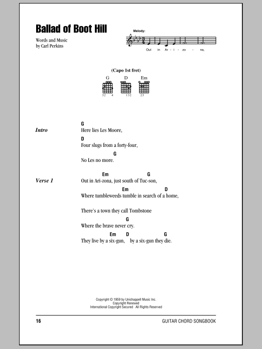 Johnny Cash Ballad Of Boot Hill sheet music notes and chords. Download Printable PDF.