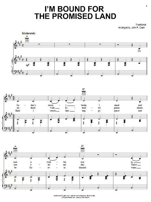 Learn to play Johnny Cash Bound For The Promised Land sheet music for Piano, Vocal & Guitar Chords (Right-Hand Melody) in minutes. Price: 7.8900$ Johnny Cash Bound For The Promised Land sheet music notes and chords arranged for Piano, Vocal & Guitar Chords (Right-Hand Melody)