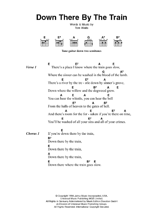 Johnny Cash Down There By The Train sheet music notes and chords. Download Printable PDF.