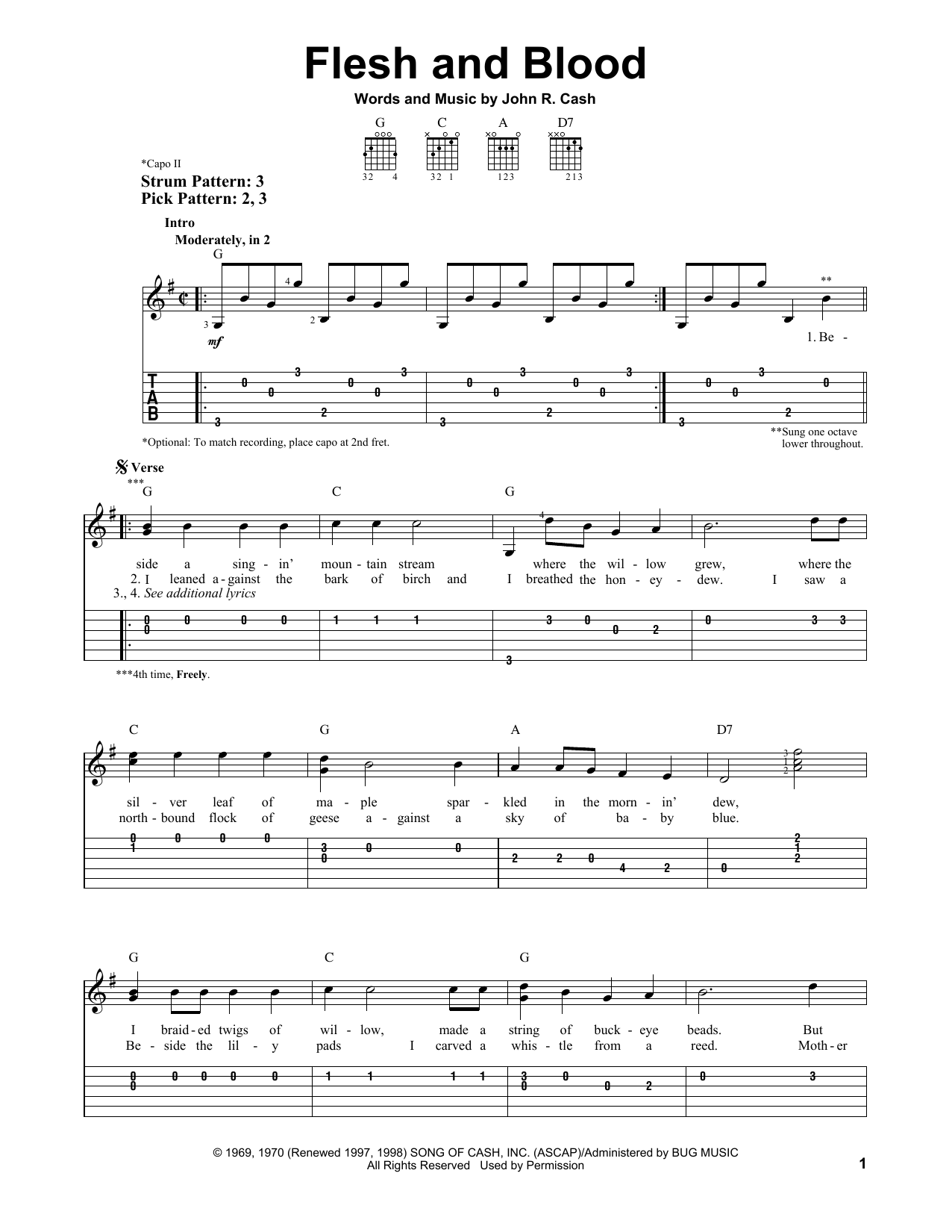 Johnny Cash Flesh And Blood sheet music notes and chords. Download Printable PDF.