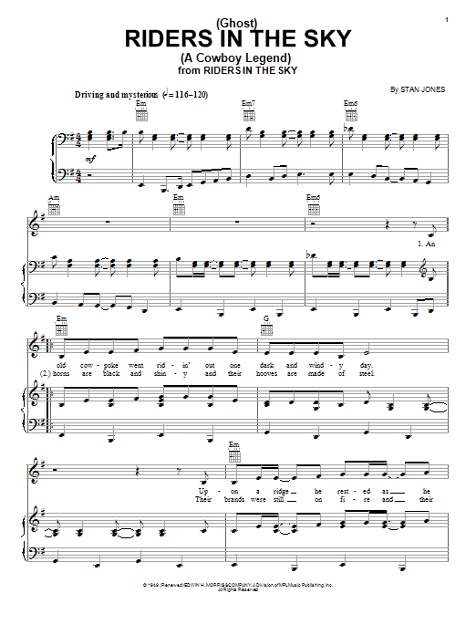 Johnny Cash (Ghost) Riders In The Sky (A Cowboy Legend) sheet music notes and chords. Download Printable PDF.