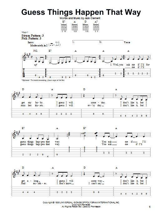 Johnny Cash Guess Things Happen That Way sheet music notes and chords. Download Printable PDF.