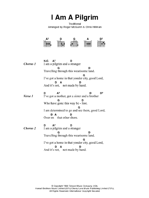 Johnny Cash I Am A Pilgrim sheet music notes and chords. Download Printable PDF.