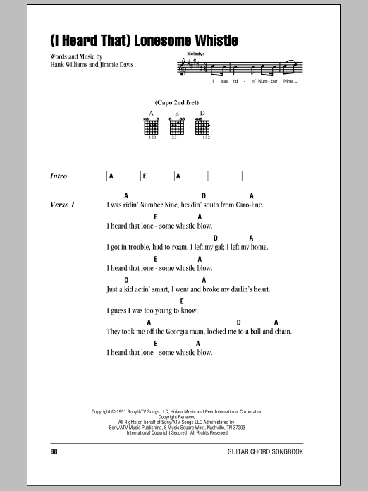 Johnny Cash (I Heard That) Lonesome Whistle sheet music notes and chords. Download Printable PDF.