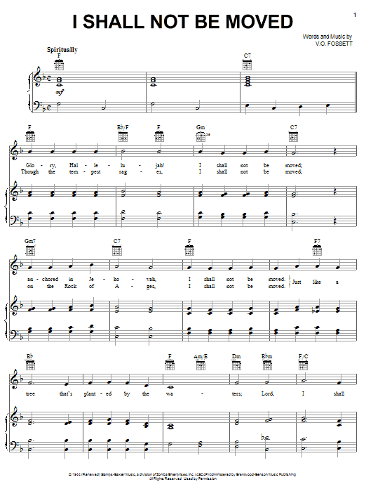 Johnny Cash I Shall Not Be Moved sheet music notes and chords. Download Printable PDF.