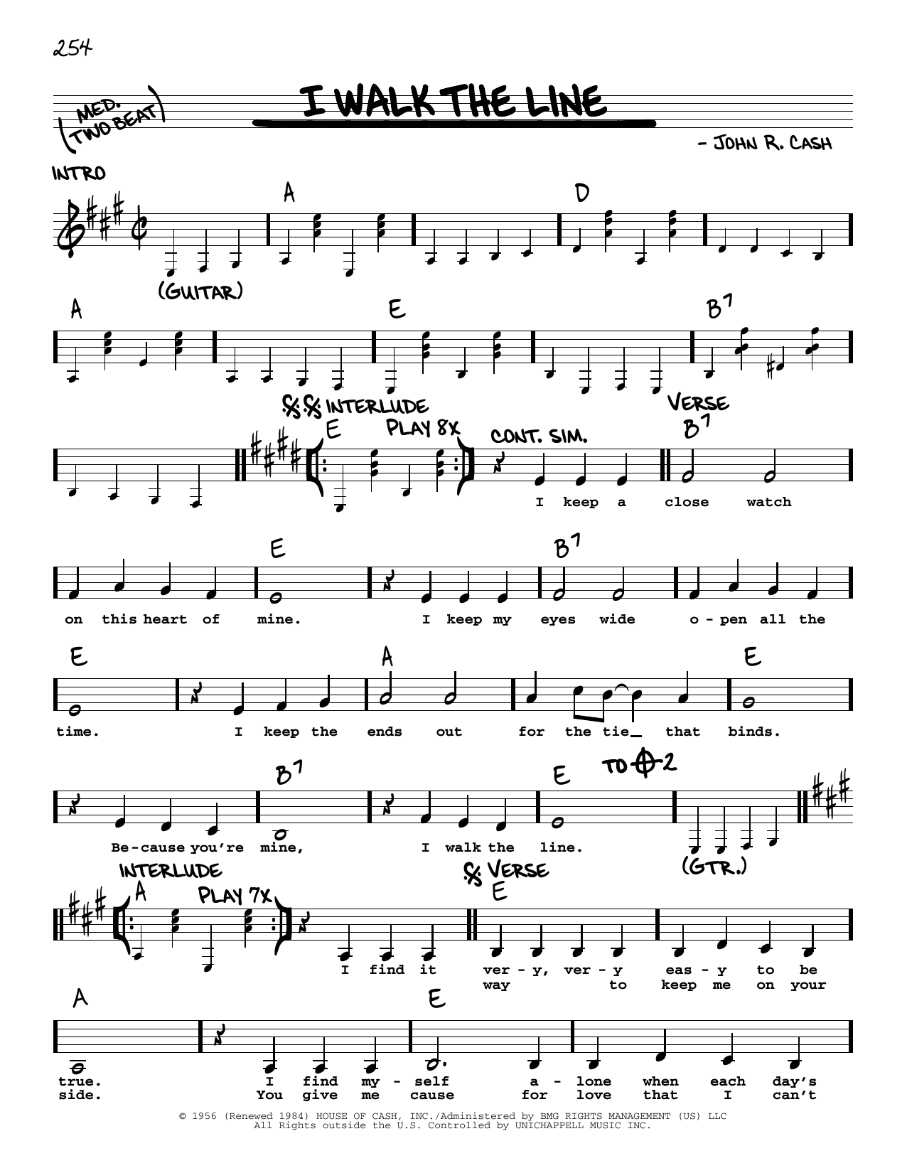 Johnny Cash I Walk The Line sheet music notes and chords. Download Printable PDF.