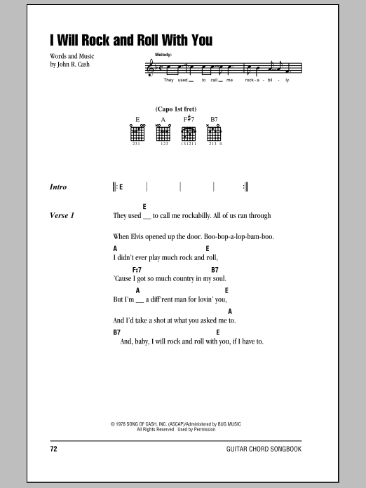 Johnny Cash I Will Rock And Roll With You sheet music notes and chords. Download Printable PDF.