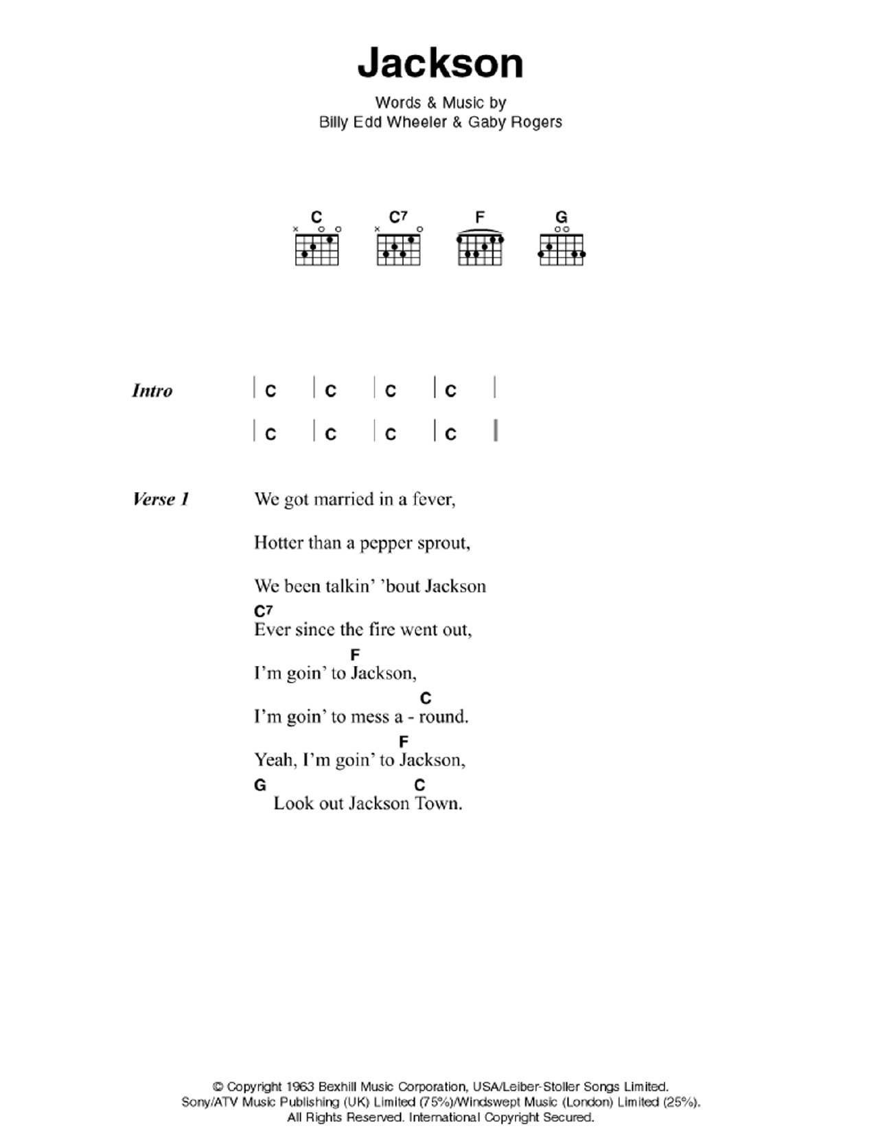 Johnny Cash & June Carter Jackson sheet music notes and chords. Download Printable PDF.