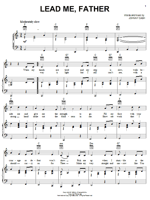 Johnny Cash Lead Me, Father sheet music notes and chords arranged for Piano, Vocal & Guitar Chords (Right-Hand Melody)